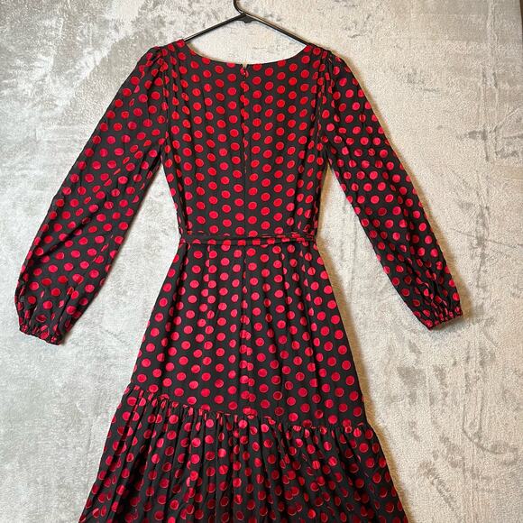 Lovers and Friends Augustus Long Sleeve Gown Red Black Polka Dot Print Sz S - Picture 6 of 8